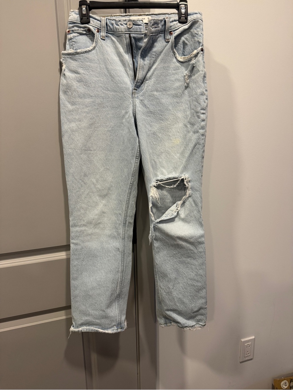 Abercrombie & Fitch Light Blue Distressed Boyfriend Jeans